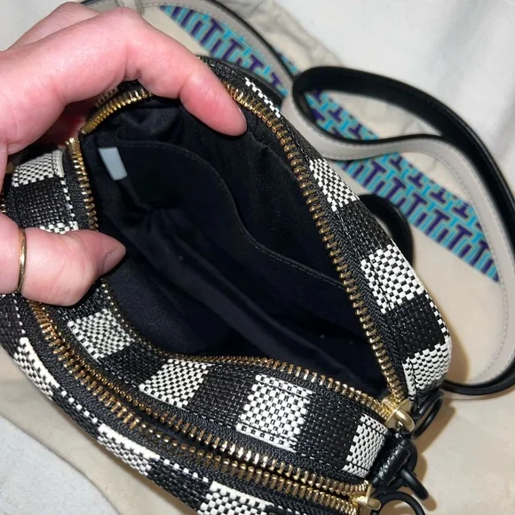 Tory Burch Black and Cream Checkered Crossbody Bag - Picture 5 of 7